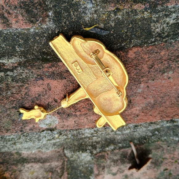 Vintage, 1990s J J Jonette brushed good tone cat and mouse brooch, cat lady gift - Picture 8 of 8